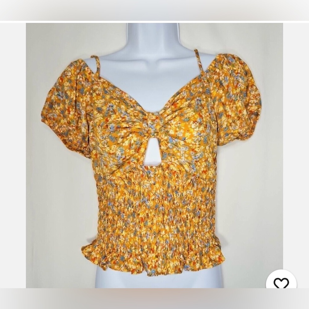 Sienna Sky Floral Smocked Cold Shoulder Top -‎ Size XL